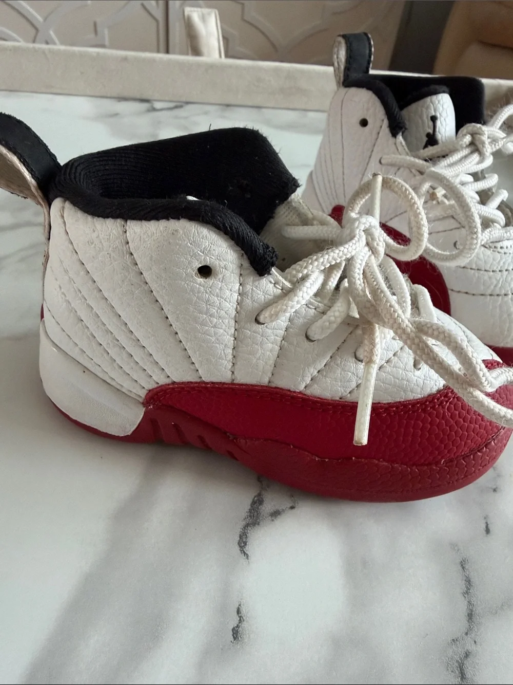 Jordan Kids White and Red Low-Top Sneakers